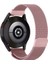 Galaxy Watch Active (42MM) Uyumlu 20MM Mıknatıslı Hasır Metal Kordon-12 Pembe 1