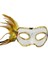 Altın Renk Yandan Tüylü Pul Payet İşlemeli Parti Maskesi 23x12 cm 2
