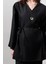 Keten Kruvaze Kapama Kimono Siyah 4