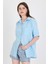 Bebe Mavi %100 Pamuk Kısa Kollu Cepli Gömlek 4787A 1