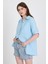 Bebe Mavi %100 Pamuk Kısa Kollu Cepli Gömlek 4787A 2