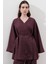 Keten Kruvaze Kapama Kimono Mürdüm 1