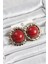 Pirinç Bordo Vintage Model Gold Renk Kadın Küpe 1