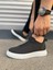 JY204 Flex Bağcıklı Keten Kumaş Erkek Günlük Sneaker Ayakkabı Kbt - Siyah 3