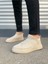 JY204 Flex Bağcıklı Keten Kumaş Erkek Günlük Sneaker Ayakkabı Kkt - Krem 2