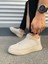 JY204 Flex Bağcıklı Keten Kumaş Erkek Günlük Sneaker Ayakkabı Kkt - Krem 3