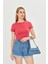Kadın Örme Ribana Crop T-Shirt 6