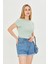 Kadın Örme Ribana Crop T-Shirt 4