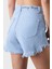 % 100 Pamuk Regular Fit Yüksek Bel Kot Short Bayan Short 053 4
