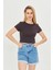 Kadın Örme Ribana Crop T-Shirt 4