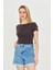 Kadın Örme Ribana Crop T-Shirt 6