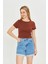 Kadın Örme Ribana Crop T-Shirt 1
