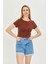 Kadın Örme Ribana Crop T-Shirt 4