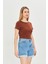 Kadın Örme Ribana Crop T-Shirt 6