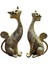 2’li Dekoratif Kedi Biblo Seti – Gold, Bronz, Gümüş, Krem Renkli Polyester Döküm Ev ve Ofis Aksesuarı (20X19 Cm) 2
