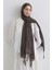 Brıce Antrasit Uzun Saçak Püsküllü Pamuklu Şal 6