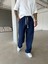 Baggy Fit Keten Pantolon - Lacivert 2
