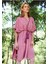 %100 Pamuk El Dokuması Tığ Işlemeli Kimono - Bordo 1