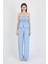 Bebe Mavi Mavi Straplez Bluz ve Geniş Paça Pantolon Ikili Takım 5236 2