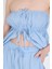 Bebe Mavi Mavi Straplez Bluz ve Geniş Paça Pantolon Ikili Takım 5236 4