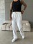 Baggy Fit Keten Pantolon - Beyaz 1