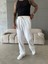 Baggy Fit Keten Pantolon - Beyaz 4