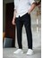 Erkek Siyah Renk Esnek Likralı Fermuar Detaylı Jogger Pantolon 5