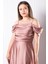 Askılı Saten Abiye Elbise Gül Kurusu MDV388 2