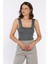 Kare Yaka Askılı Likralı Kadın Triko Bluz P-00017658 2
