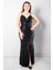 Sırt Bağlama Detaylı Abiye Elbise Siyah MDV384 1