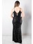 Sırt Bağlama Detaylı Abiye Elbise Siyah MDV384 2
