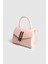Kadın Zambe Kırışık Deri Tokalı El ve Askılı Çanta Pudra 2