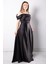 Askılı Saten Abiye Elbise Siyah MDV388 3