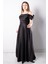 Askılı Saten Abiye Elbise Siyah MDV388 4