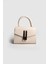 Kadın Zambe Kırışık Deri Tokalı El ve Askılı Çanta Krem 1