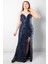 Sırt Bağlama Detaylı Abiye Elbise Lacivert MDV384 1