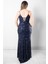 Sırt Bağlama Detaylı Abiye Elbise Lacivert MDV384 2