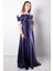 Askılı Saten Abiye Elbise Lacivert MDV388 3