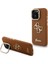 iPhone 15 Pro Uyumlu Kılıf Guess Lisanslı Grained Yazı Logolu Kamera Standlı Kapak Kahverengi 1
