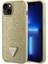 iPhone 15 Uyumlu Kılıf Guess Orjinal Lisanslı Taşlı Arka Yüzey Üçgen Logolu Kapak Gold 1