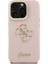 iPhone 16 Pro Uyumlu Kılıf Guess Orjinal Lisanslı Grained Yazı Logolu Kamera Standlı Kapak Pembe 2