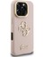 iPhone 16 Pro Uyumlu Kılıf Guess Orjinal Lisanslı Grained Yazı Logolu Kamera Standlı Kapak Pembe 3