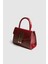 Kadın Zambe Kırışık Deri Tokalı El ve Askılı Çanta Bordo 2