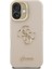 iPhone 16 Uyumlu Kılıf Guess Orjinal Lisanslı Grained Yazı Logolu Kamera Standlı Kapak Bej 2