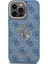 iPhone 13 Pro Max Uyumlu Kılıf Guess Lisanslı Metal 4g ve Yazı Logolu Kamera Standlı Kapak Mavi 2