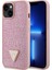 iPhone 15 Uyumlu Kılıf Guess Orjinal Lisanslı Taşlı Arka Yüzey Üçgen Logolu Kapak Pembe 1