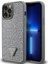 iPhone 13 Pro Max Uyumlu Kılıf Guess Orjinal Lisanslı Taşlı Arka Yüzey Üçgen Logolu Kapak Gümüş 1