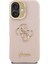 iPhone 16 Uyumlu Kılıf Guess Orjinal Lisanslı Grained Yazı Logolu Kamera Standlı Kapak Pembe 2