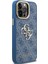 iPhone 14 Pro Max Uyumlu Kılıf Guess Lisanslı Metal 4g ve Yazı Logolu Kamera Standlı Kapak Mavi 3