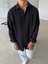 Erkek Oversize Fit Uzun Kollu Müslin Gömlek - Siyah 3